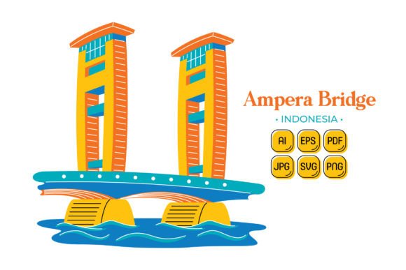 Ampera Bridge Vector Illustration for Craft Projects and Graphics
