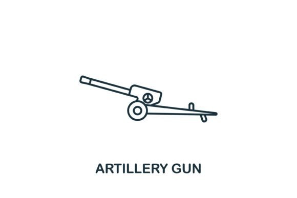 Artillery Gun Icon: A Simple Weapon Symbol for Real Embroidery Projects