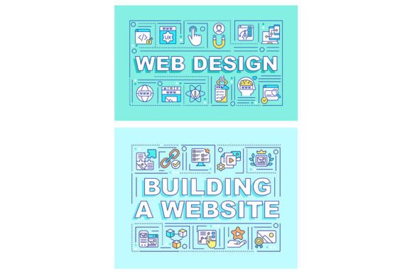 Building Website Word Concept Banner Set: A Modern Graphic Template for Local Business Branding