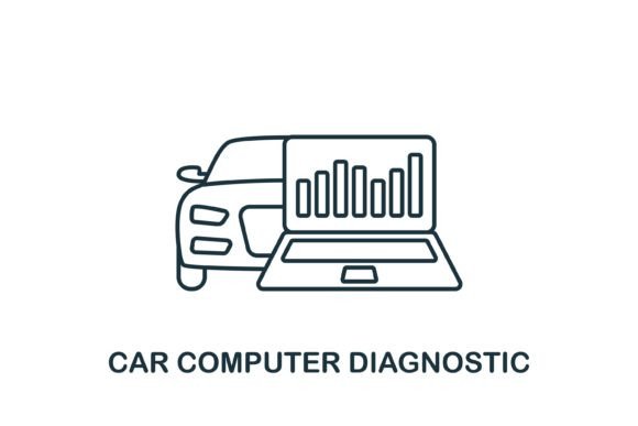 Car Computer Diagnostic Icon: A Versatile Graphic for Handmade and Digital Crafts