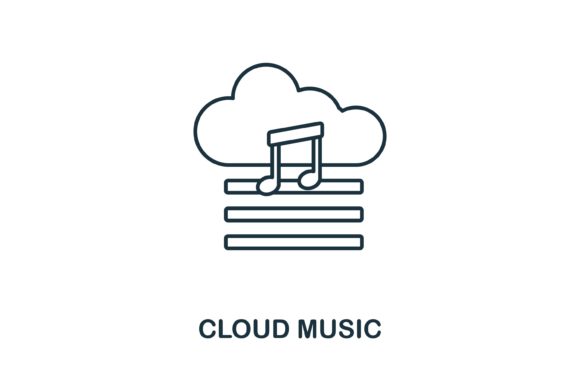 Cloud Music Icon: A Modern Graphic Design Asset for Content Publishing