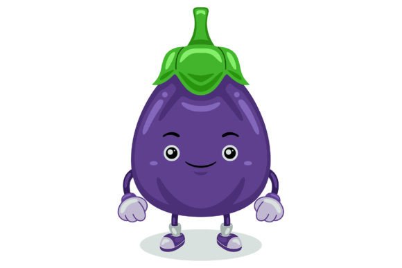 Cute Aubergine Mascot Vector for Graphics and Illustrations