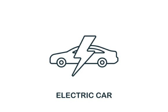 Electric Car Icon: A Modern Design Asset for Creative Projects