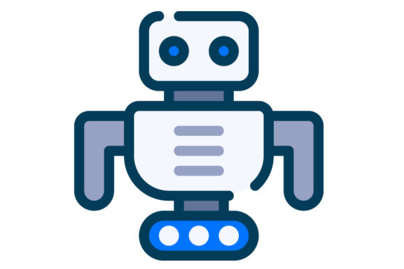 Robot Filled Line Icon: A Polished Graphic Design Asset for Creative Projects