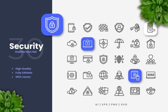 Security Icons: A Simple and Clean Graphic Design Asset for Commercial Projects